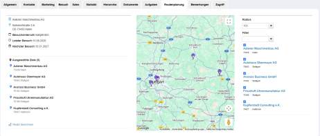 Routenplanung für Vertrieb