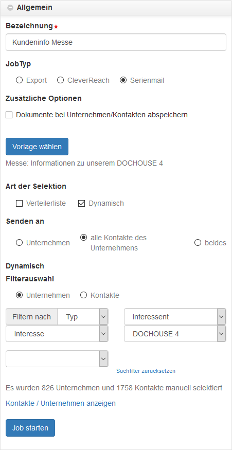 Serienjob – dynamische Selektion