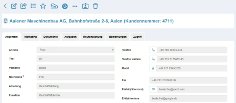 Kontaktübersicht – alle Informationen schnell zur Hand